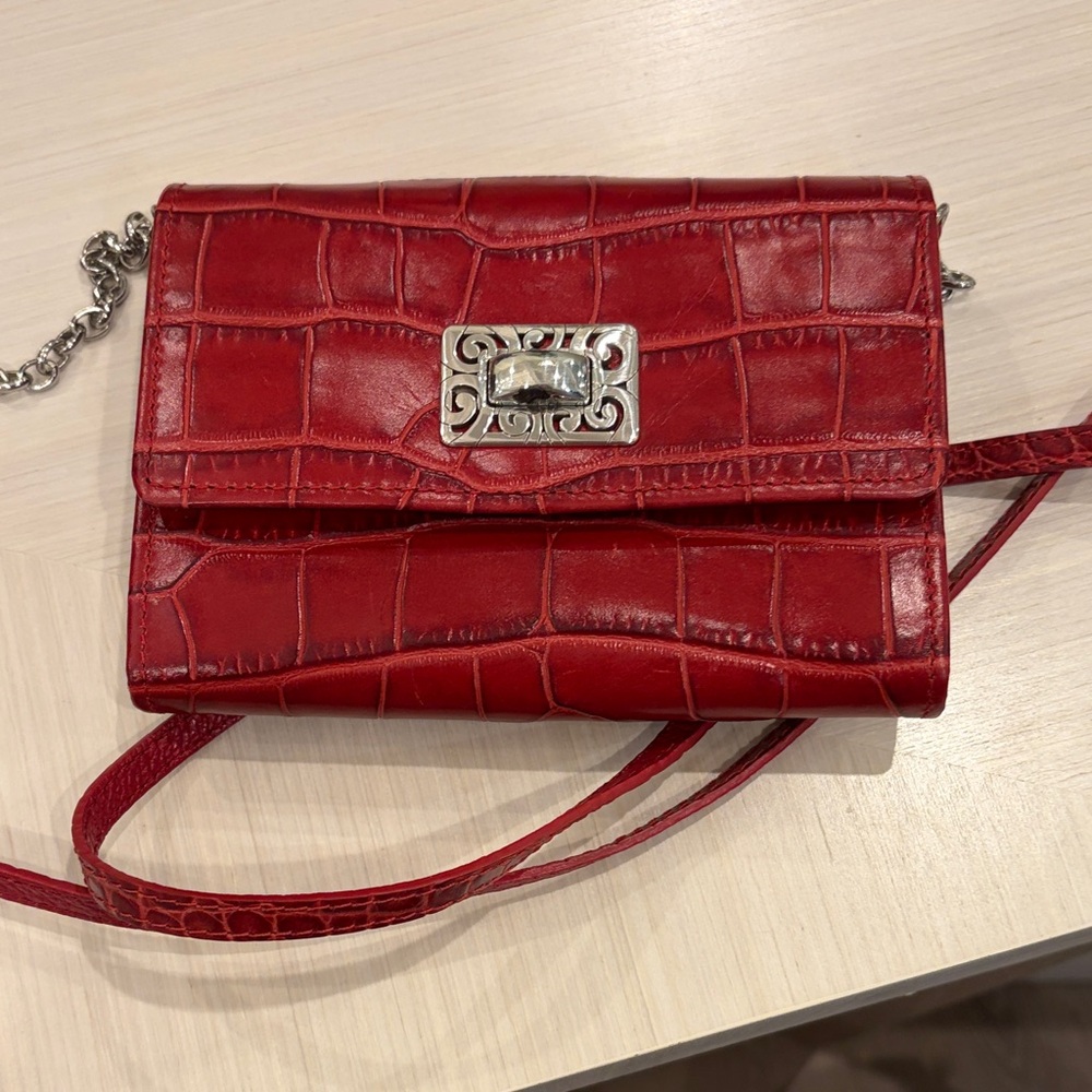 Brighton Red Croc-Embossed Women's Crossbody Bag
